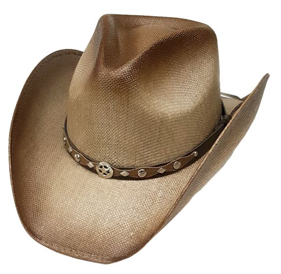 Modestone Straw Cowboy Hat Metal Texas 