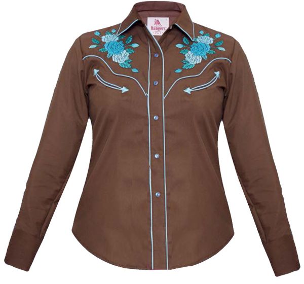 Modestone Women's Embroidered Long Sleeved Fitted Western Shirt Floral ...