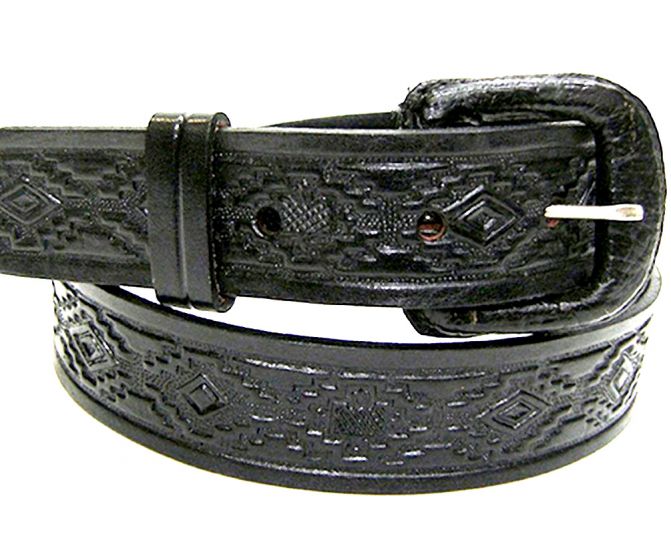 Modestone Cintura In Pelle Cowhide Con Motivo Goffrato Native - Larghezza 3,2 Cm - Colore Nero