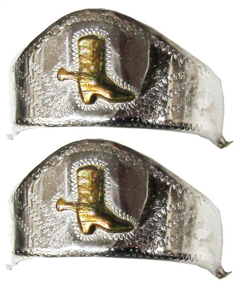 Engraved Brass Heel Guards with Scalloped Edges - Western Express