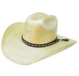 100X Traditional Bangora Rodeo Straw Cowboy Hat 2-Tone Beige