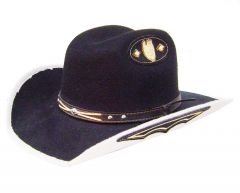 Modestone ''Felt Feel'' Cowboy Hat ''Small Sizes'' Leather-Like Appliques Black