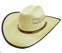 Modestone Men's Sheriff Star Hatband Bangora Straw Cowboy Hat 59 Light Yellow