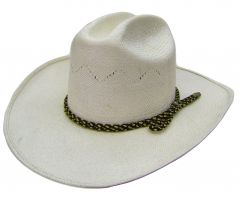 Modestone Straw Bangora Rope Hatband Cowboy Hat 7 White