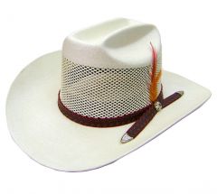 Modestone Breezer Feathers Hatband Cowboy Hat 54 White