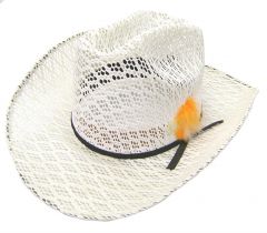 Modestone Breezer Feather Hatband Cowboy Hat 55 White