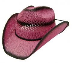 Modestone Women's Ladies Straw Breezer Cowboy Hat L Fuchsia