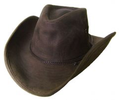 Modestone Men's Leather Stitching Accent Cowboy Hat M Brown