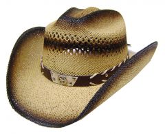 Modestone Men's Straw Cowboy Hat Tan Black