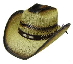 Modestone Men's Straw Cowboy Hat S Beige Black