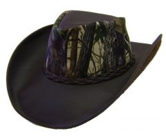 Modestone Men's Tough Fabric Camo/Leather Cowboy Hat M Brown
