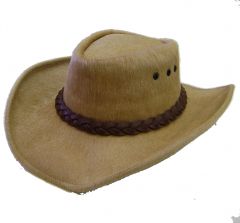 Modestone Men's Genuine Cowhide Hair On Leather Cowboy Hat S Beige