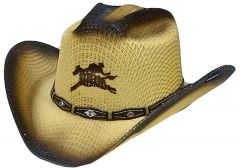 Modestone Kids Straw Cowboy Hat Cowboy Bronco Horse Beige