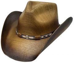 Modestone Straw Cowboy Hat Metal Concho Hatband Brown
