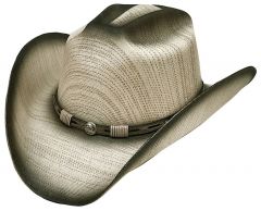 Modestone Unisex Straw Cowboy Hat Metal Concho & Studs Hatband Black