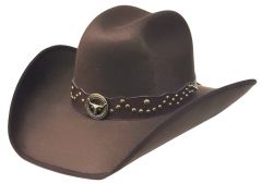 Modestone Cattleman Faux Felt Cowboy Hat Brown