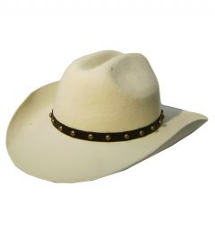 Modestone Unisex Wool Felt Studs Hatband Cowboy Hat 55 Beige