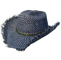 Modestone Boy's Straw Cowboy Hat With Fuzzy Straw Fringe ''For Small Heads''