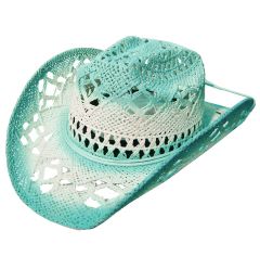 Modestone Women's Open Weave Straw Cowboy Hat White