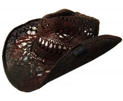Modestone Unisex Straw Cowboy Hat Black