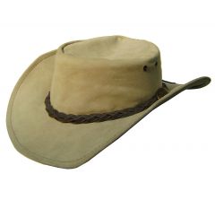 Modestone Unisex Crushable Jacaru Australian Leather Cowboy Hat M/L Taupe