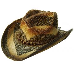 Modestone Unisex Straw Unisex Cowboy Hat O/S Earth Tone Green, Beige & Brown