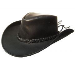 Modestone Unisex Leather Cowboy Hat Black