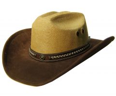 Modestone Unisex ''Felt Feel'' Brim Straw Crown Cowboy Hat Brown