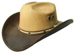 Modestone Unisex ''leather Feel'' Brim Straw Crown Cowboy Hat Brown
