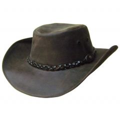 Modestone Unisex Leather Cowboy Hat Brown