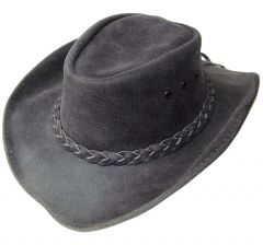 Modestone Unisex Leather Cowboy Hat Grey