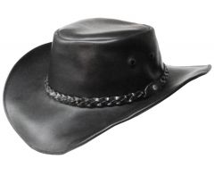 Modestone Unisex Leather Cowboy Hat Black