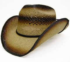 Modestone Men's Straw Cowboy Hat Beige Black