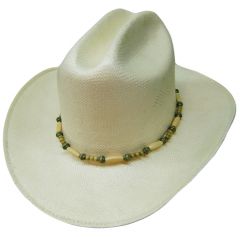 Modestone Cattleman Straw Short Brim Cowboy Hat Size:Small White