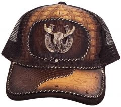 Modestone Western Snapback Ball Cap Metal Bull Skull Longhorn Horseshoe