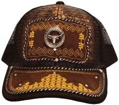 Modestone Western Snapback Ball Cap Metal Bull Head Longhorn Embroidered