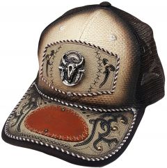 Modestone Western Snapback Ball Cap Metal Bull Skull Feathers ''Premium Caps''