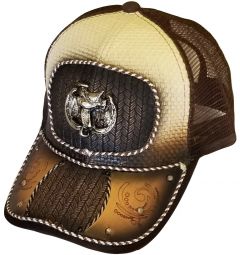 Modestone Western Snapback Ball Cap Metal Saddle Horseshoe