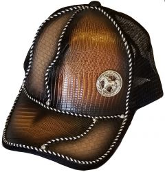 Modestone Western Snapback Ball Cap Metal Running Horse ''Faux Snake Skin''