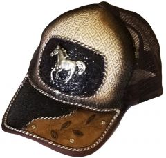 Modestone Western Snapback Ball Cap Metal Running Horse Sparkle Black