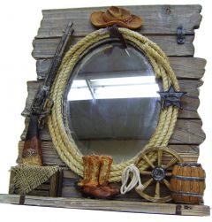 Modestone 12" x 14" Decorative Barnwood Mirror Western Motifs