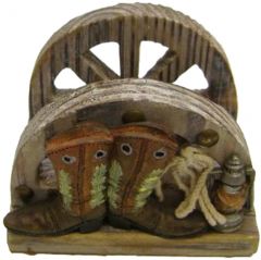 Modestone 4 1/2" x 3 1/2" Decorative Barnwood Western Tea Candle/Napkin Holder