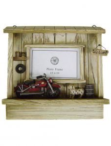 Modestone 10 1/4" x 10 1/4" Decorative Barnwood Motorcycle Garage Picture Frame