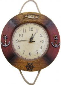 Modestone 10" Wood Decorative Boating Fishing Wall Clock