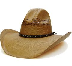 Modestone Unisex Large Brim Straw Cowboy Hat Dark Beige