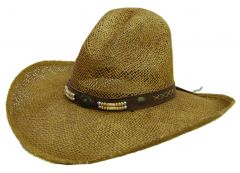 Modestone Men's Large Brim Straw Cowboy Hat Tan