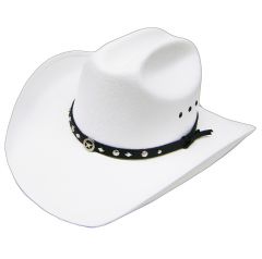 Modestone Unisex Traditional Straw Cowboy Hat Sheriff Star Hatband White