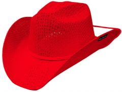 Modestone Kids Straw Cowboy Hat Red
