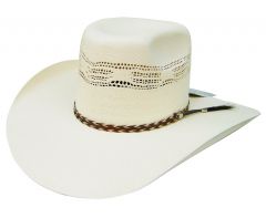 Modestone Traditional Bangora Breezer Straw Cowboy Hat Horse Hair Hatband White