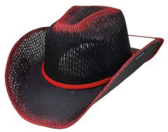 Modestone Unisex Straw Cowboy Hat Chinstring Black